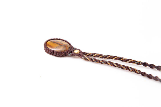 Tigeraugen-Halskette geknüpft im Makramee-Stil. Onlineshop Zürich